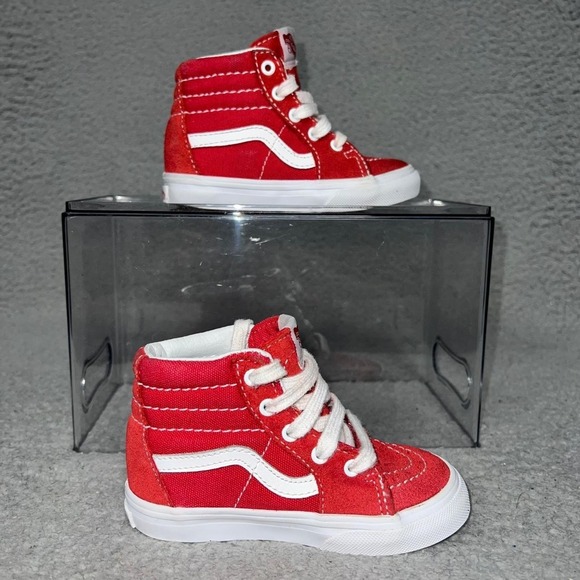 Vans Sk8-Hi Sneakers Toddler Size 7 Racing Red True White High Top Lace Up Shoes - Picture 2 of 7